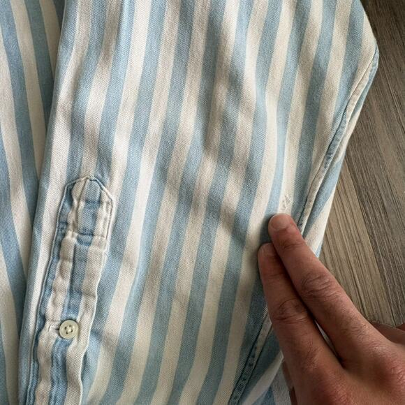 Vintage Polo Ralph Lauren Button Up Striped Shirt Blue White Size XL Over Shirt - Picture 2 of 6